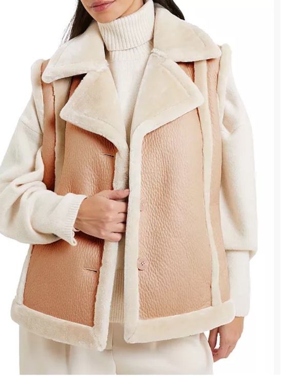 French Connection Jackets & Blazers - FRENCH CONNECTION Belen Notch-Collar Faux-Fur Vest